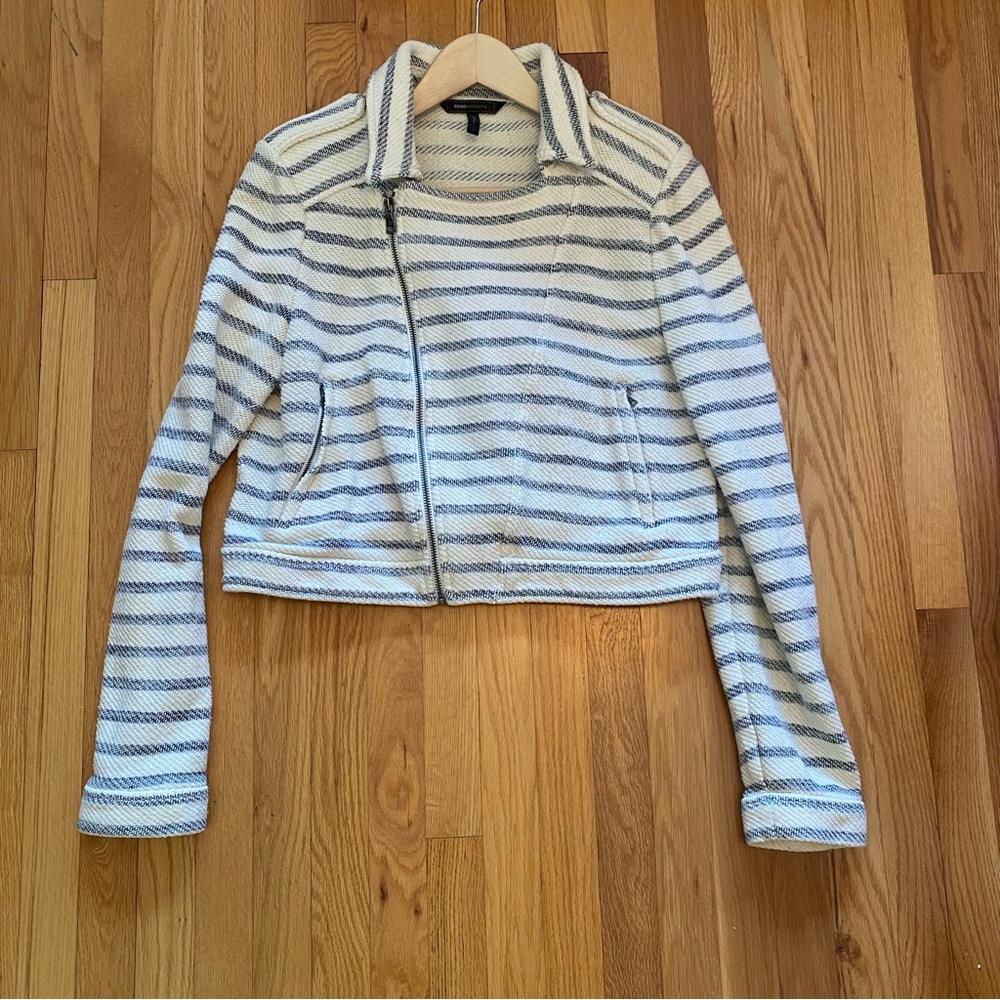 BCBGMaxAzria Striped Blazer in White and Blue